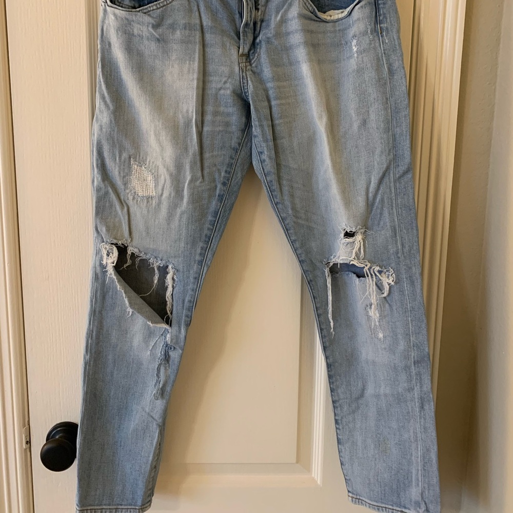 Lucky Brand Relaxed Blue Jeans with Distressed Details